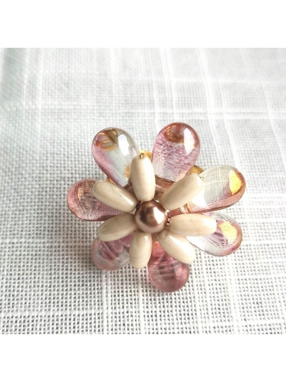 NEW Artisan glass bead adjustable ring